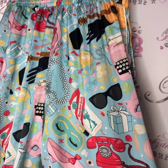 Karen mabon pants pj Colorful Cat Print Pajama Pants gummy bears pearls phone - Picture 12 of 16